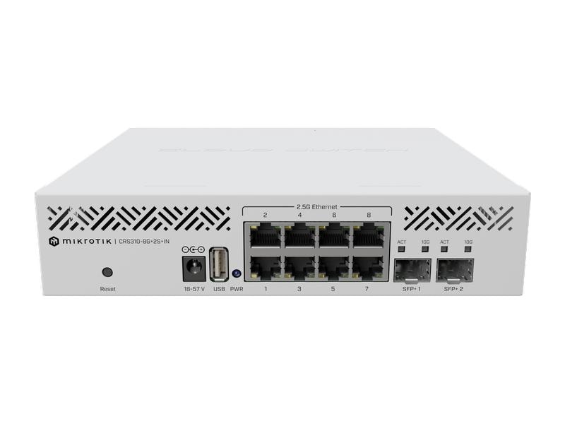 MikroTik Switch CRS310-8G 2S IN 10 Port Nutzen Sie die Vorteile der schnellen 2.5/10 Gigabit Combo und werten Sie Ihren Arbeitsbereich auf