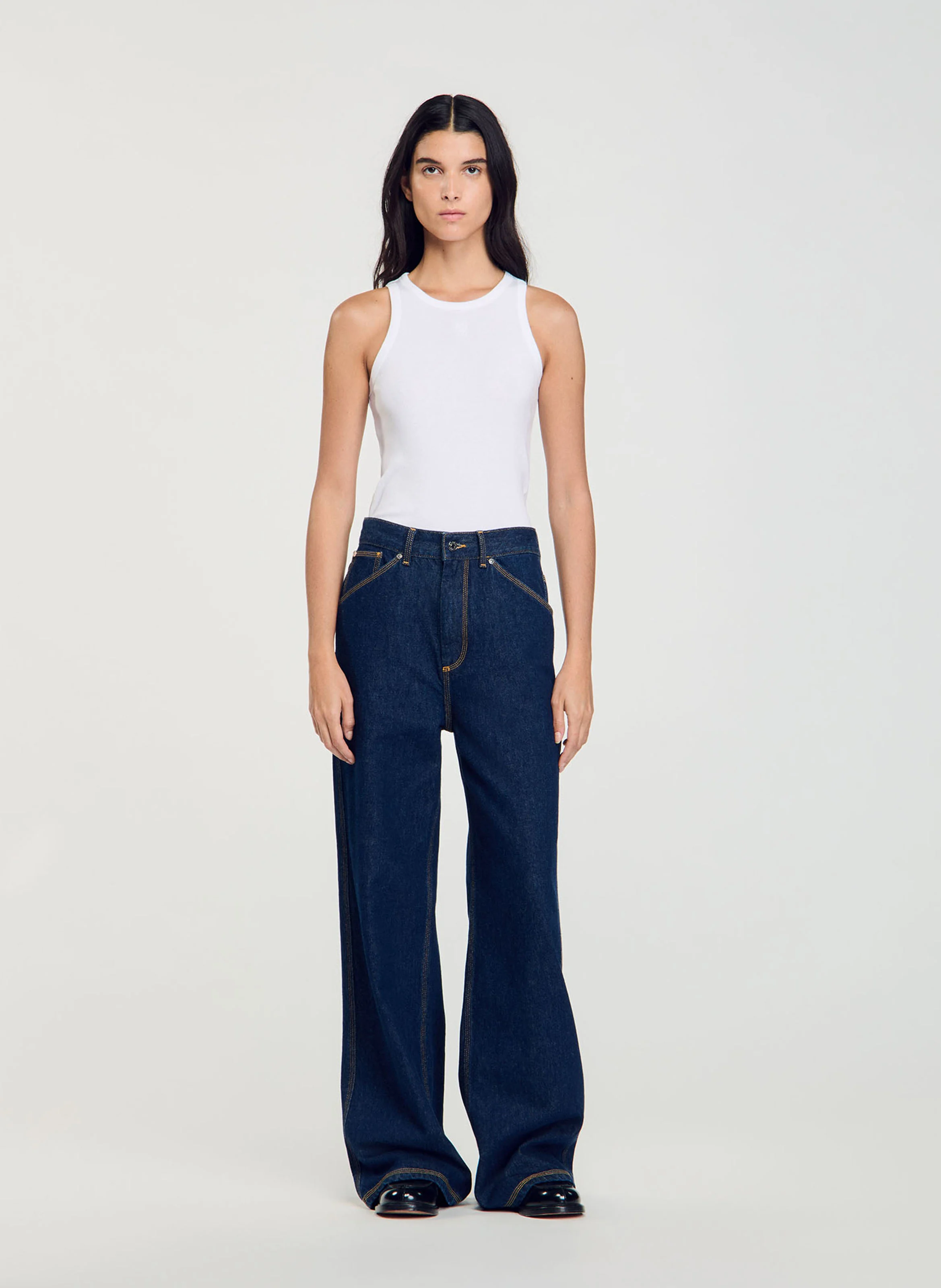 Jean large en coton | Bleu