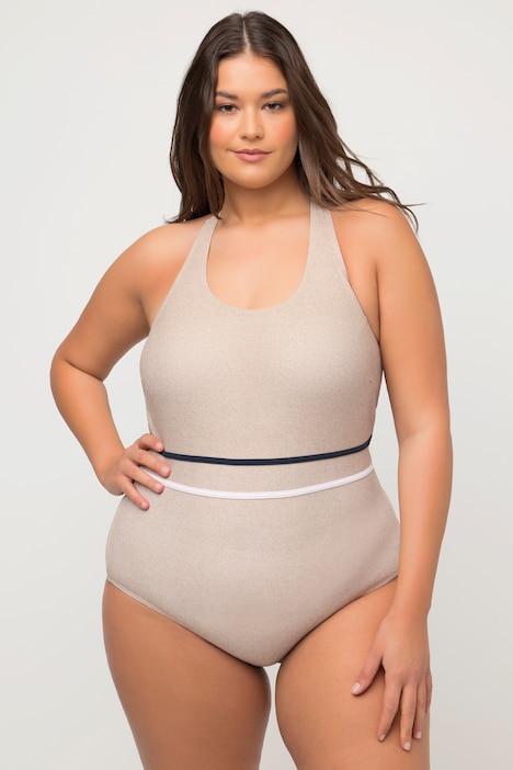Badeanzug, Juteoptik, Softcups, Zierknoten