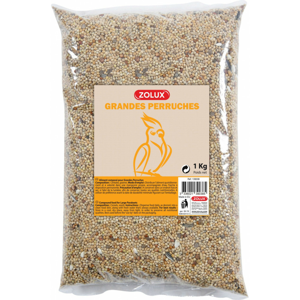Graines pour grandes perruches sac de 1 kg pour oiseaux