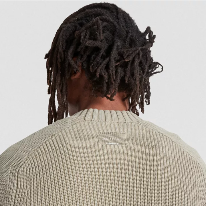 Suéter de tricô Timberland x A-COLD-WALL* Future73, unissex, na cor bege.