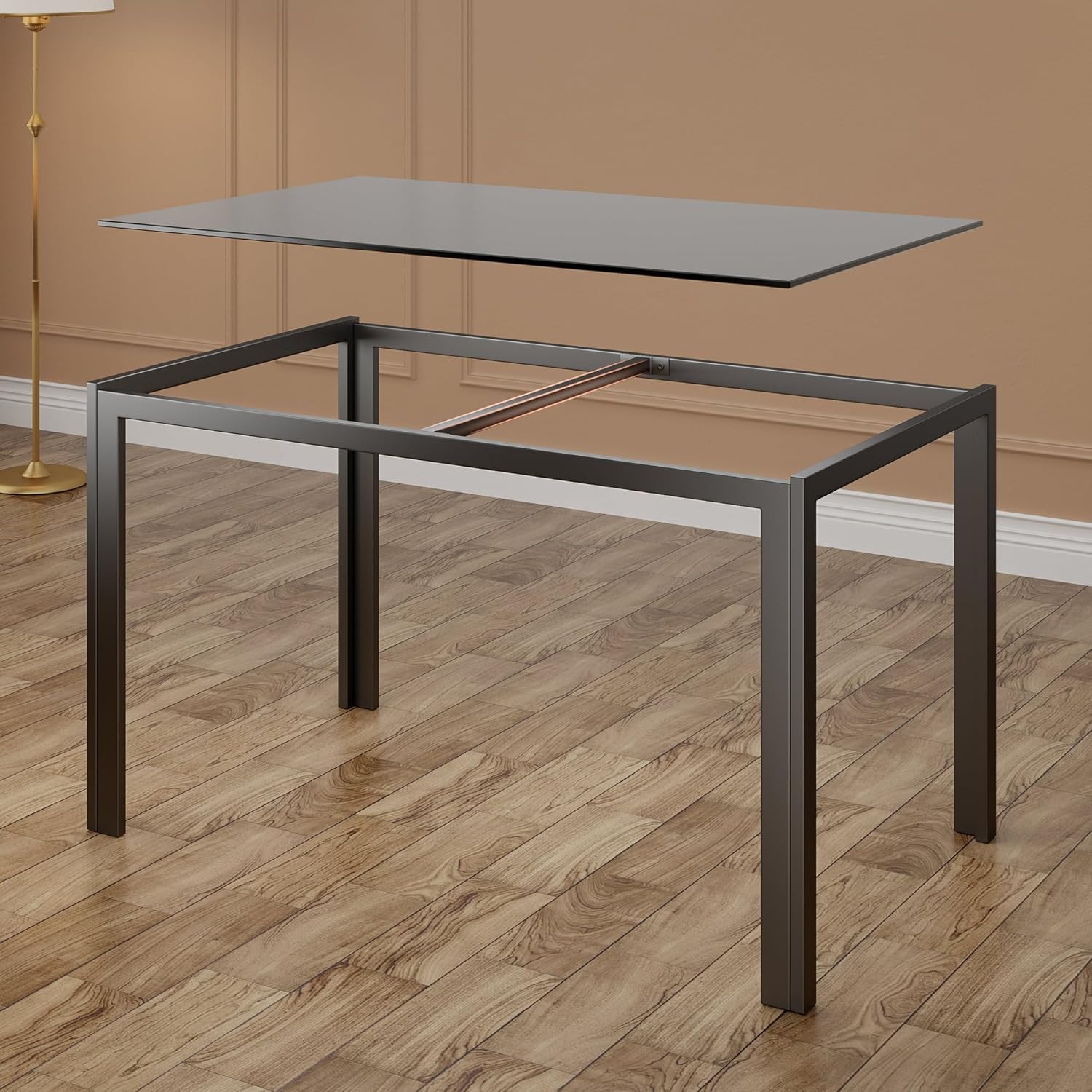 Bealife Esstisch mit 4 Stühlen Set, Esstisch und Stühle für 4 Personen, Esszimmer 6 Stühle und Tisch, Set mit Esstisch und Stühlen für Küche, Esszimmer und Wohnzimmer (Schwarz, 4stühle)