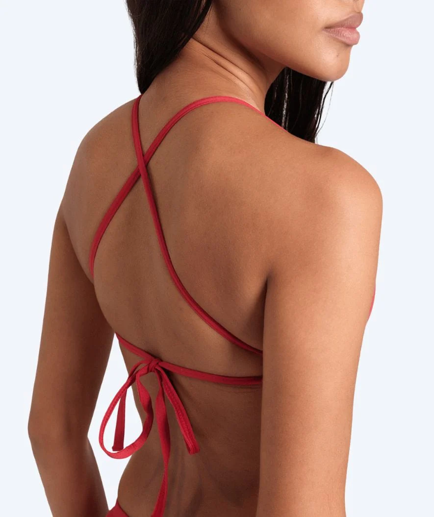 Arena bikini overdel til damer - Solid Tie Back - Rød