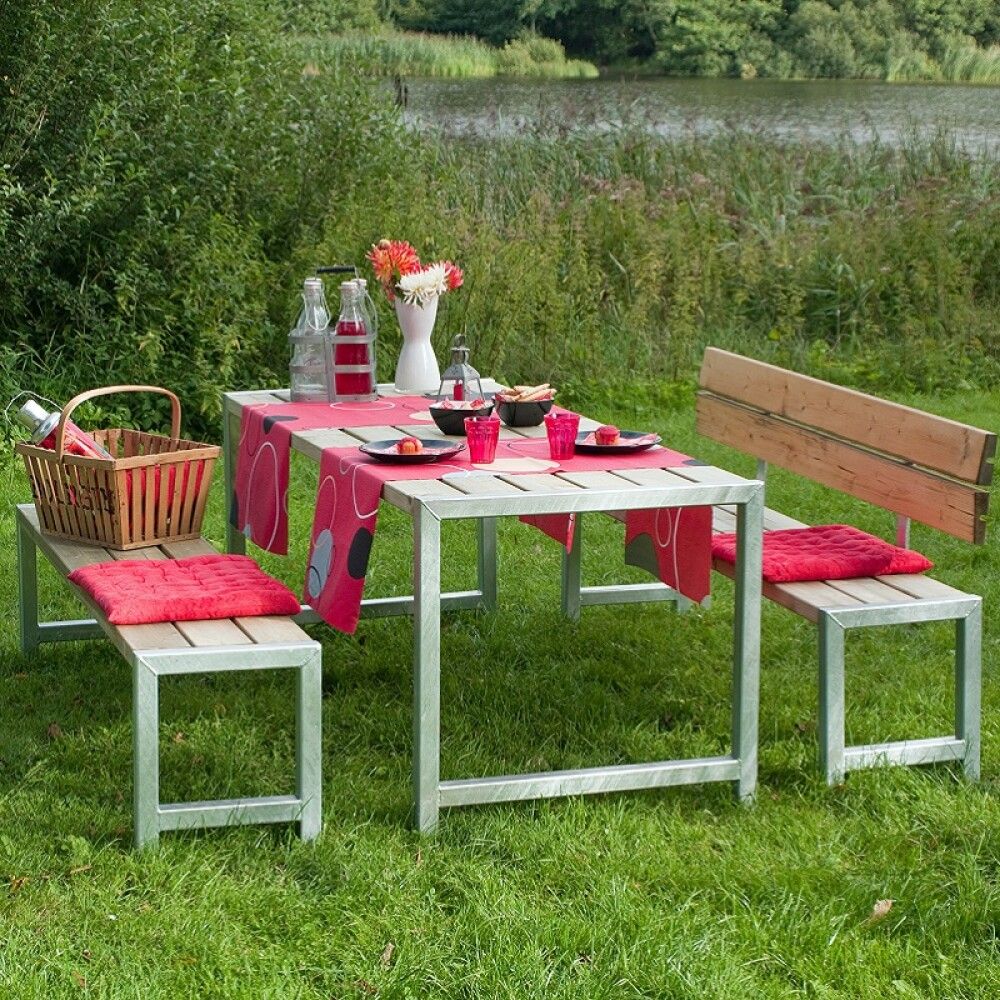 BENKESETT PLUS BORD/2 BENKER/1 RYGGSTØTTE 186CM