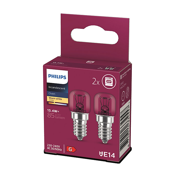 2 ampoules LED tube four incandescent 15W E14 1T22 Philips