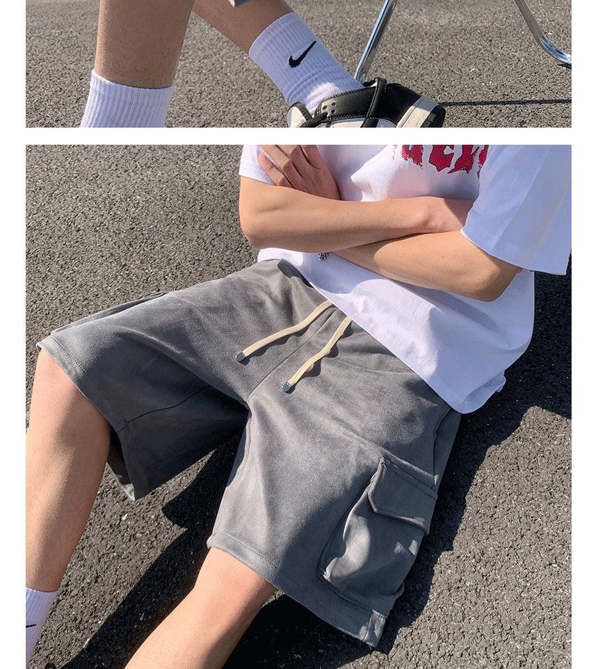DuckleBeam - Effen cargoshorts met trekkoord in de taille
