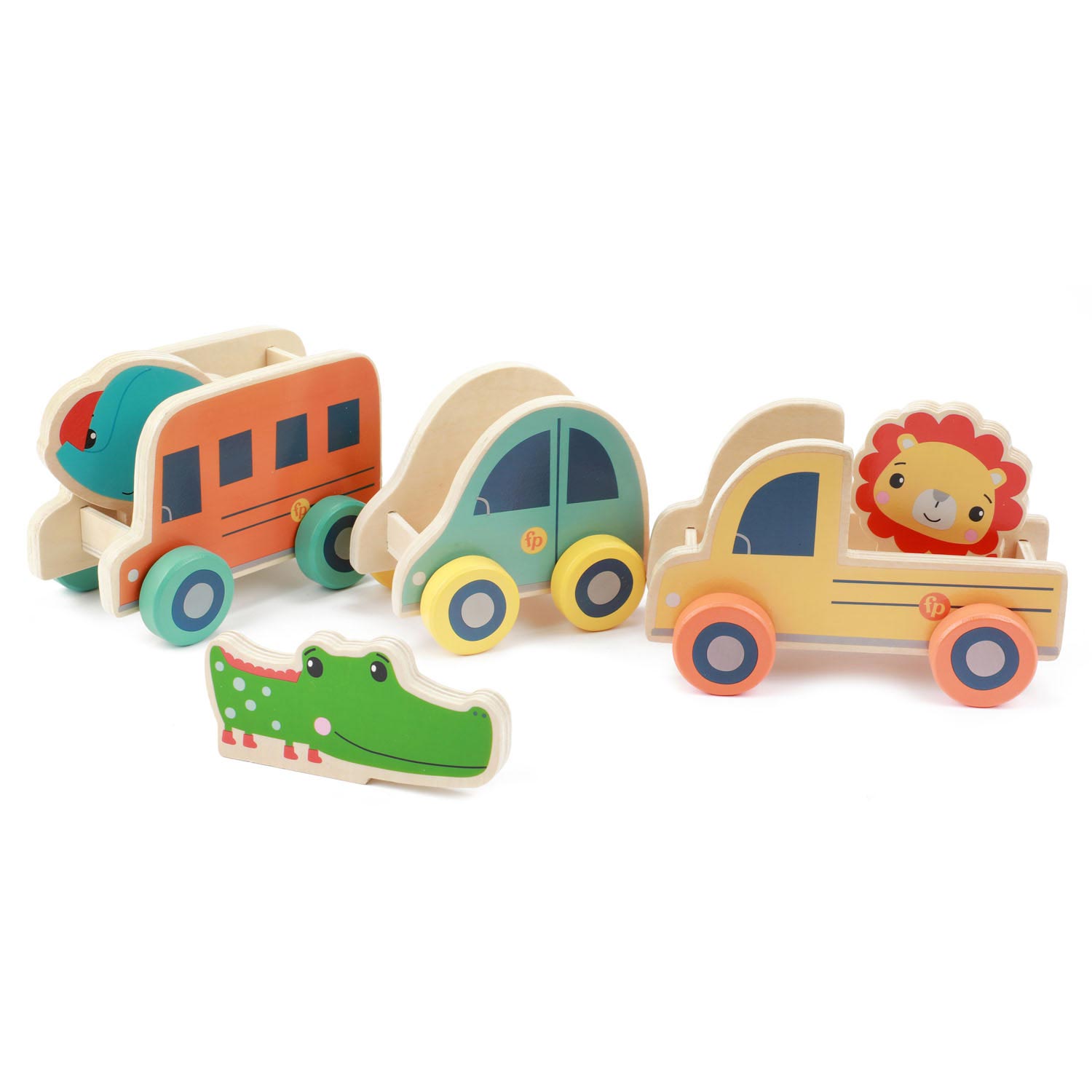 Fisher-Price - Holz-Fahrzeuge 3 Stück + Tiere Holzspielzeug Kleinkinder