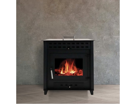 INTERSTOVES - Pack poêle à bois noa 9 bûches 50cm + kit conduit 150 - noir