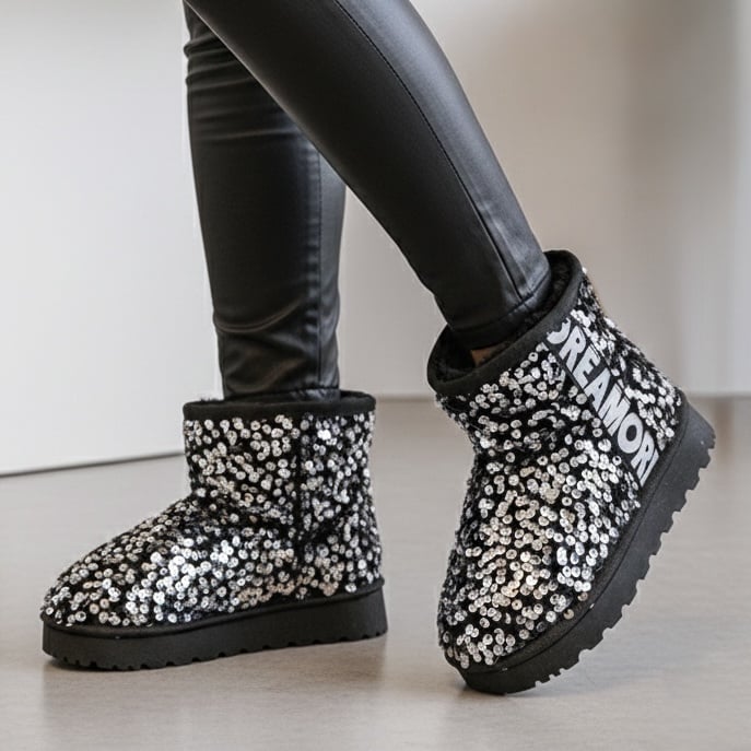 Amore sequin boots - silver