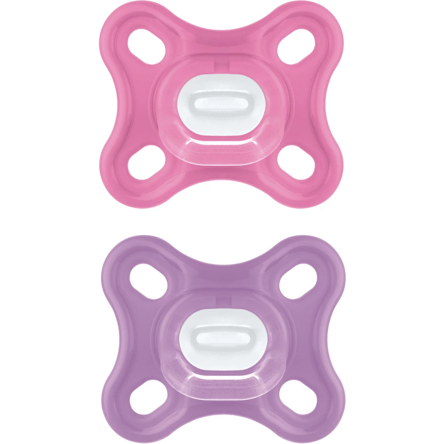 MAM Schnuller Comfort Silikon, 0+ Monate, 2 Stk, pink + lila