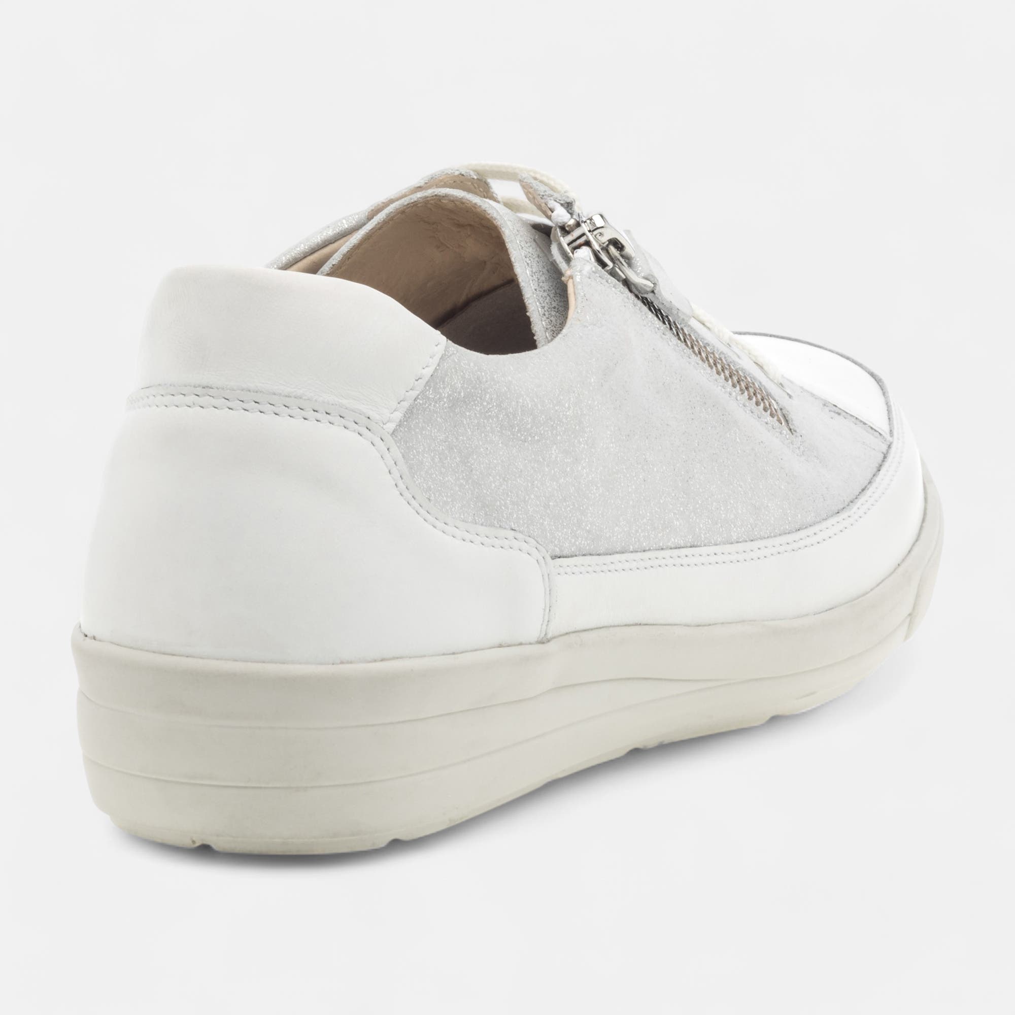Baskets basses Femme en cuir argent