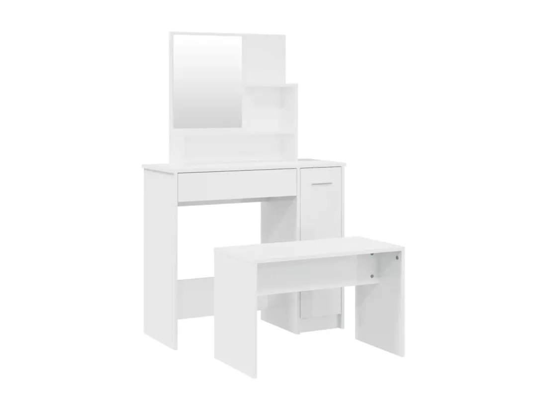Ensemble de coiffeuse Blanc brillant 86,5x35x136 cm