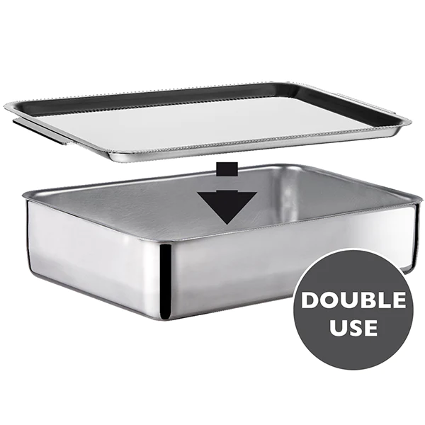Plat à four Inox extra profond avec couvercle Duplex Inoxriv