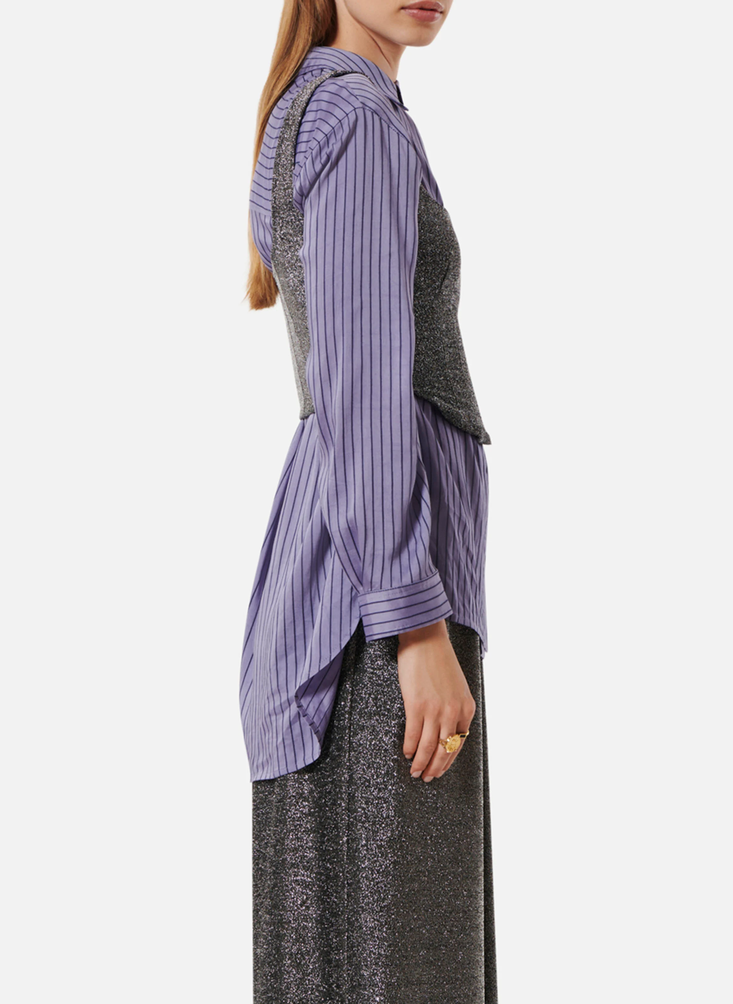 ELIOT - Top cintré encolure carrée pailleté | Argent