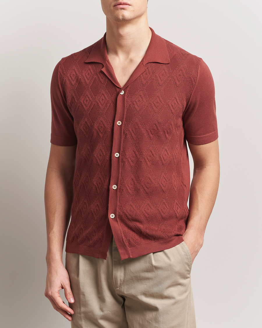 Altea Jacquard Knit Camp Shirt Burgundy