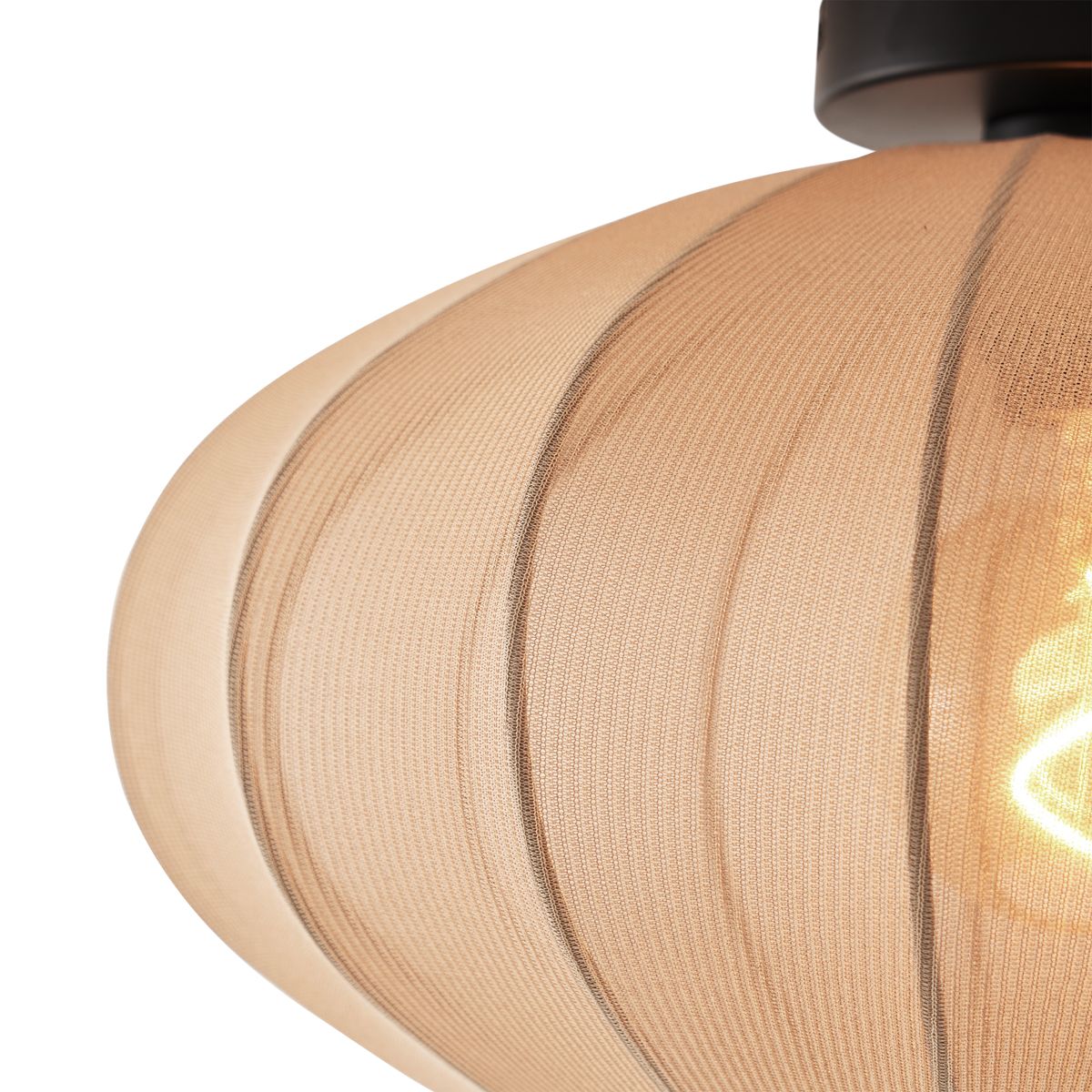 Japandi plafondlamp bruin met stoffen kap - Bida