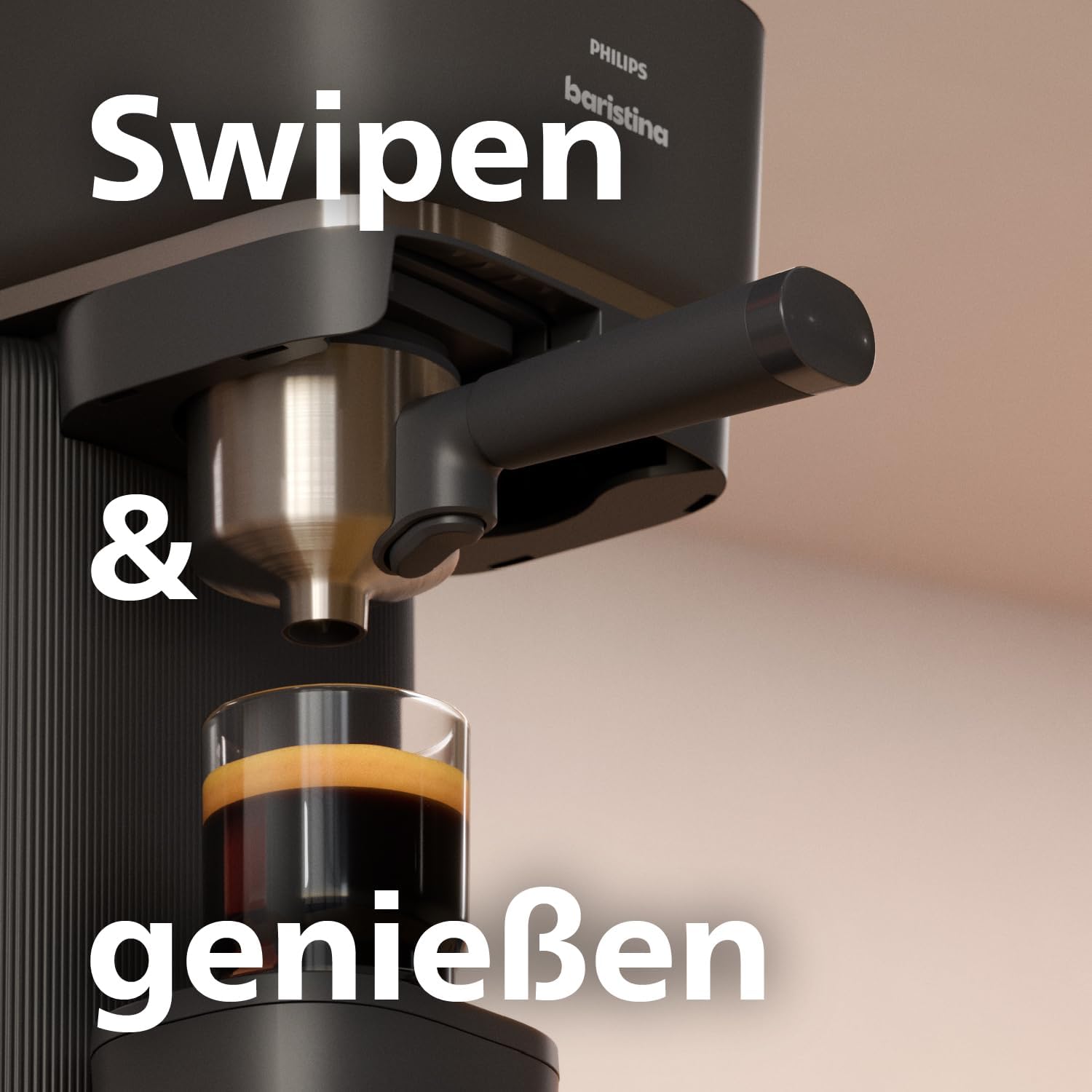 Philips Baristina Espressomaschine - Real Espresso, made simple, Kompakte Kaffeemaschine, Schwarzgrau mit schwarzgrauem Siebträger, 16-bar-Pumpendruck, automatisches Mahlwerk, Cafe Crema (BAR300/60)