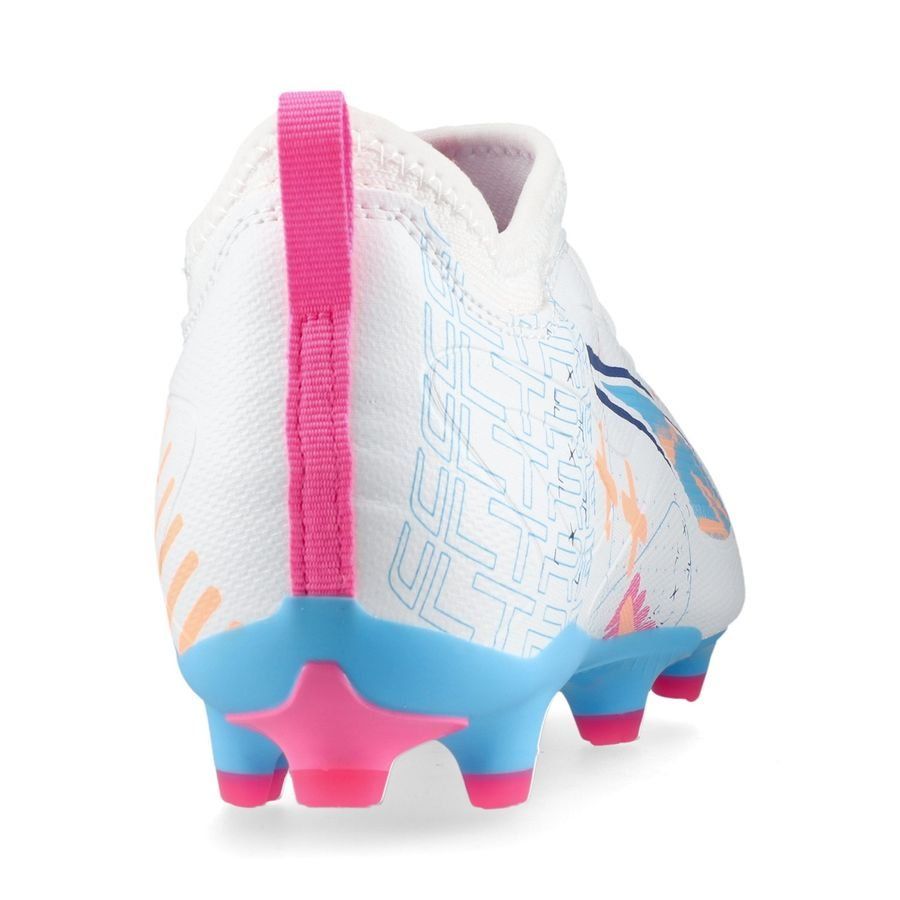 PUMA Ultra 5 Match FG/AG Volume Up - Blanc/Bleu/Poison Pink/Fizzy Melon Enfant