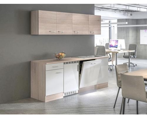 Flex Well keukenblok met apparatuur Samoa 210 cm wit sonoma eiken mat gedemonteerde variant omkeerbaar 00011944