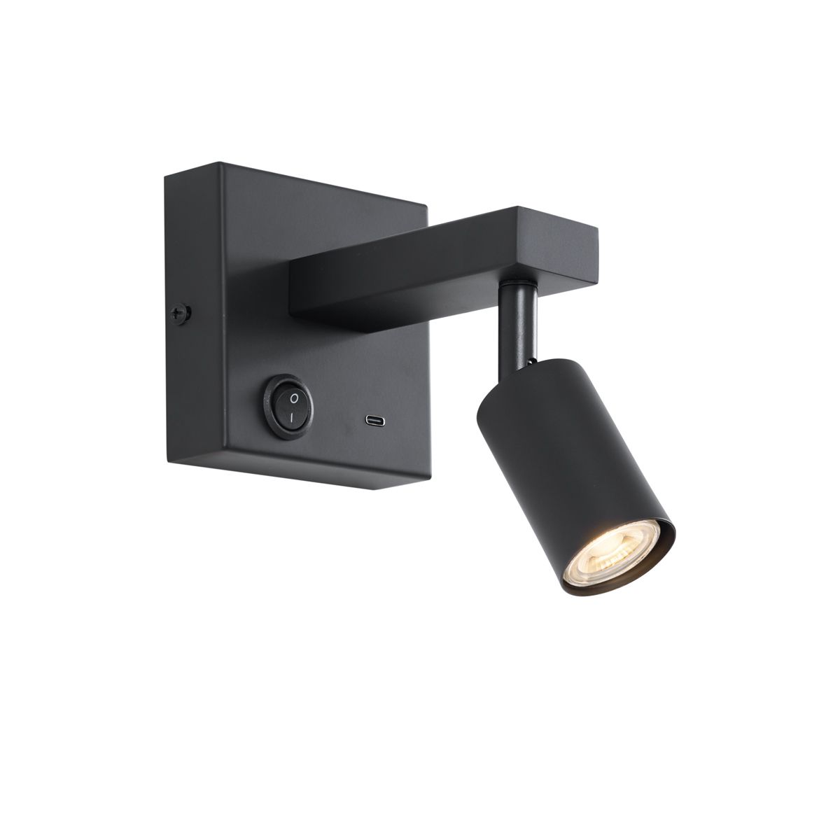 Moderne wandlamp zwart met USB-C kantelbaar - Rex