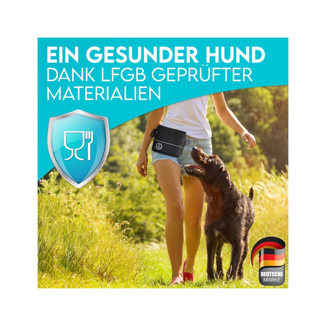 HUND IST KÖNIG ® Leckerlietasche für Hunde mit Einhand-Magnet-Verschluss für Gassi & Hundetraining M
