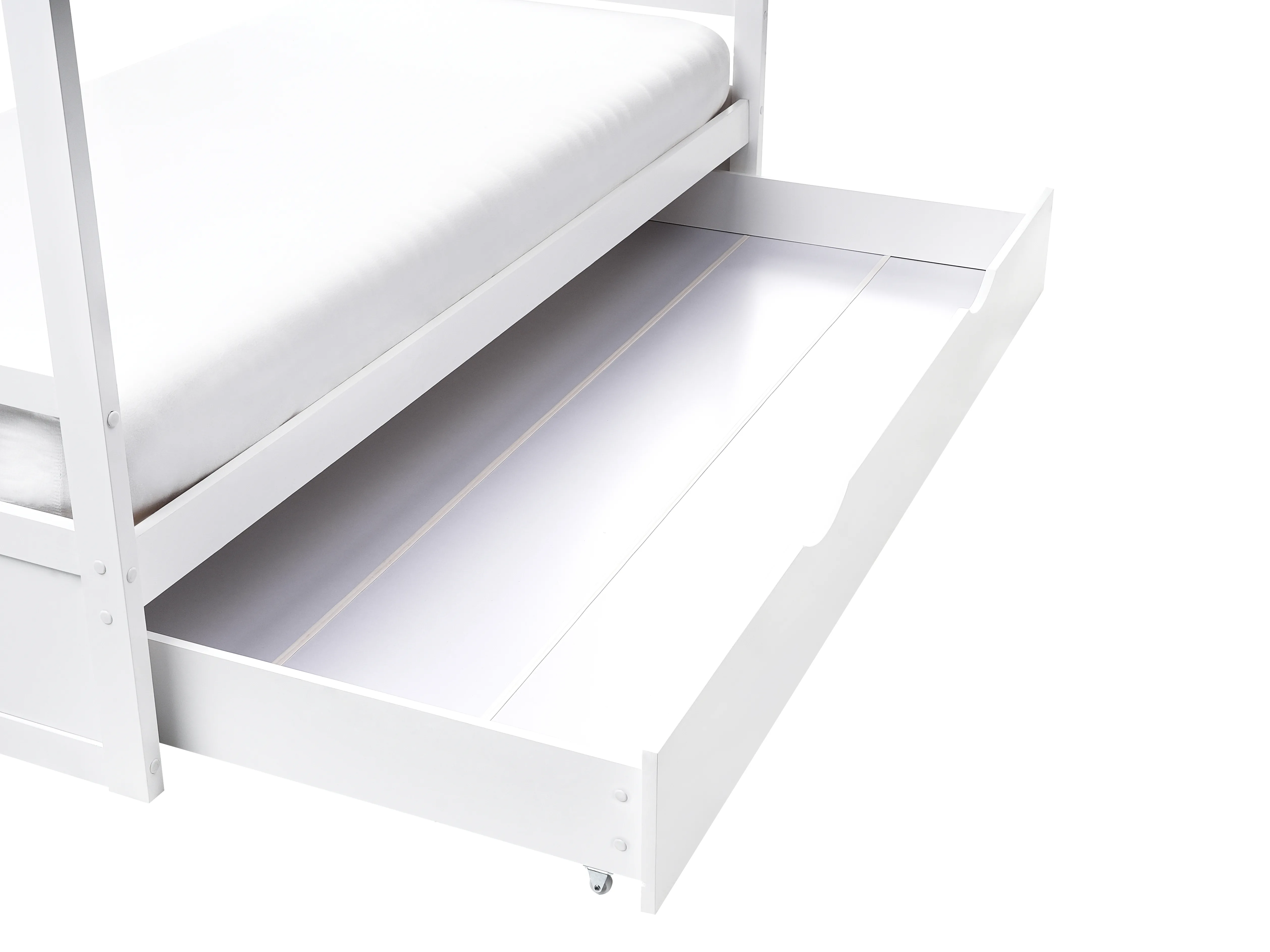 Kinderbed Huis Dennenhout ORGEVAL 90 x 200 cm met opbergruimte Wit