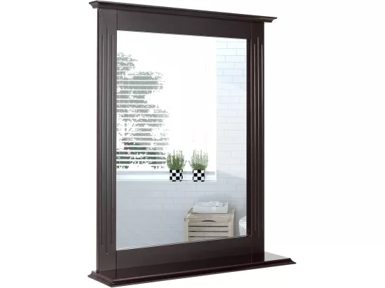 Miroir mural salle de bain avec tablette de rangement, 57 x 12 x 68cm (marron)