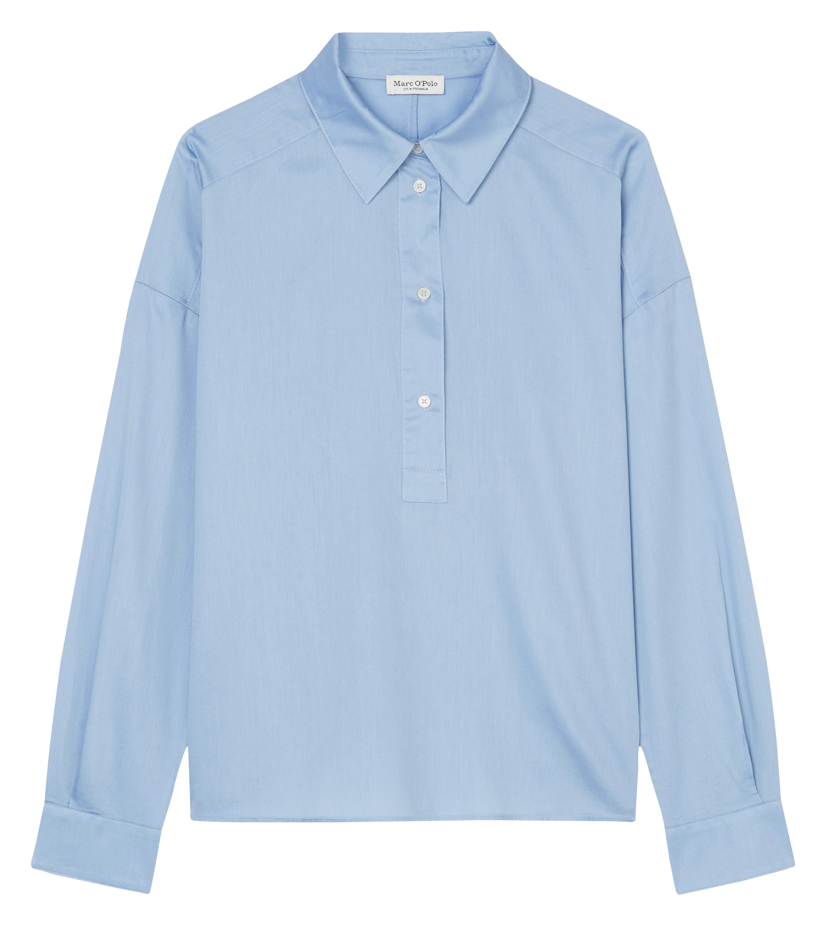 Blouse droite en coton| Bleu