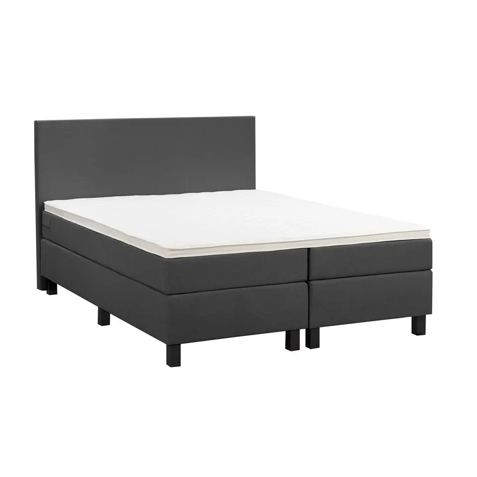 Boxspring Liv egaal - antraciet - 180x200 cm - vierkante poot