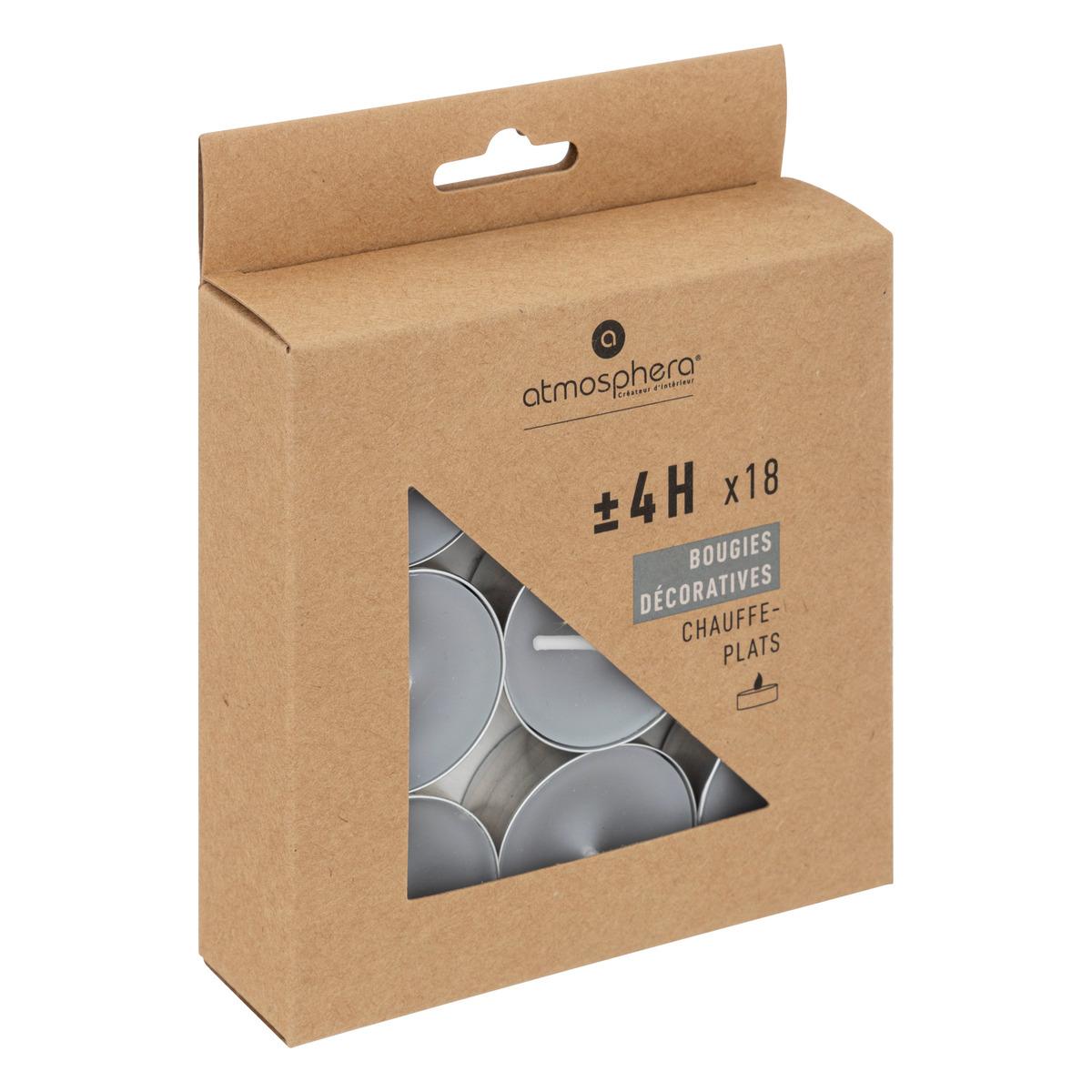 BOUGIE CHAUFFE PLAT HUGO GRIS D.3.75CM X18 PIECES