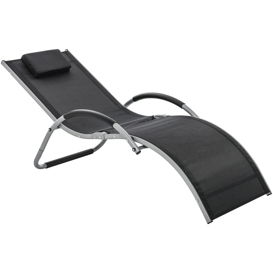 Outsunny Gartenliege mit Kissen schwarz