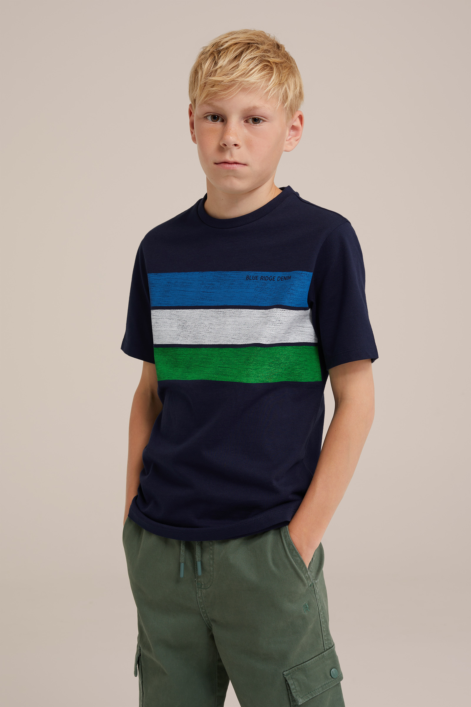 Jongens T-shirt met opdruk Blue Ridge Donkerblauw