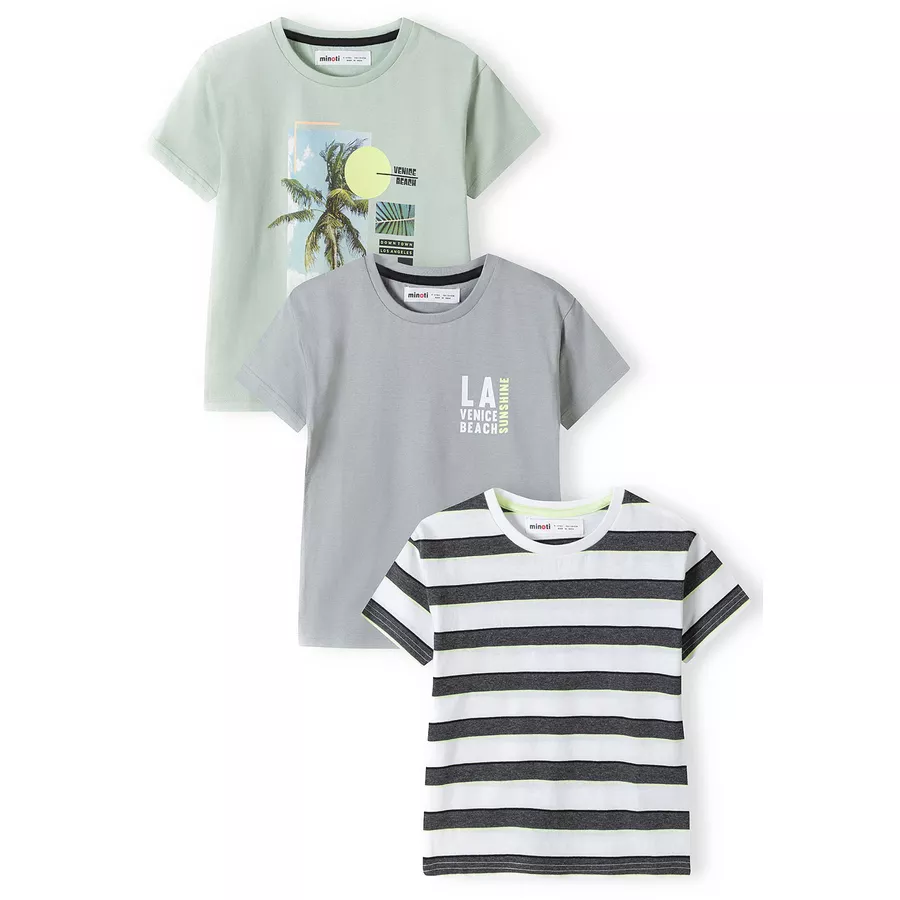 MINOTI 3er-Pack T-Shirts MintgrünGrauWeiß