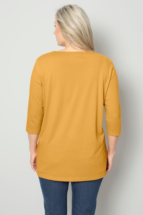 Tunikashirt, längerer Straight Fit, Raffung, 3/4-Ärmel