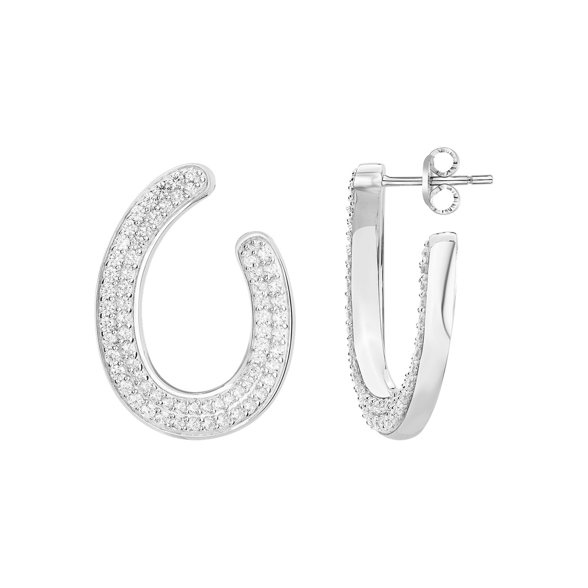 Demi-créoles en Argent avec oxyde de zirconium blanc