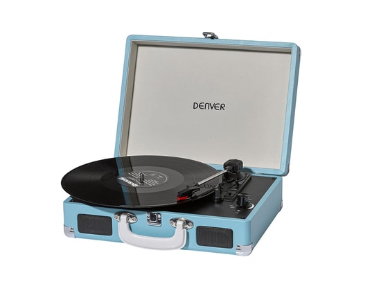 DENVER - Platine tourne disque Lecteur de disques vinyles vpl-120bleue, haut-parleurs intég...