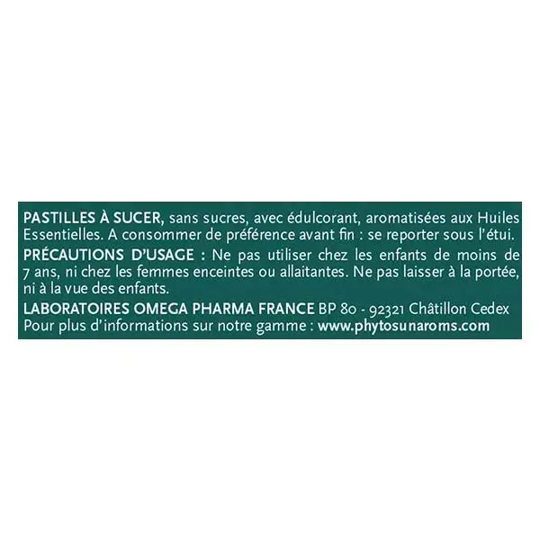 Pastilhas para a garganta Phytosun Arôms com mel sem açúcar, 24 pastilhas.