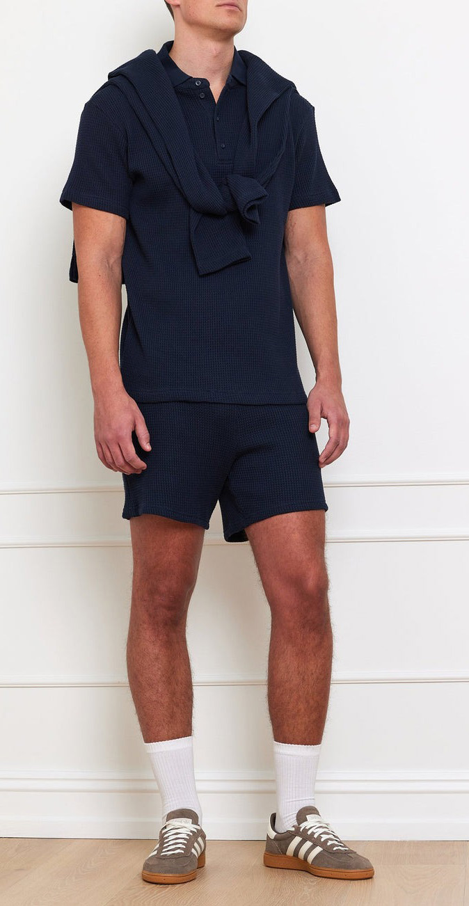 Waffle Shorts Herre Navy Blue