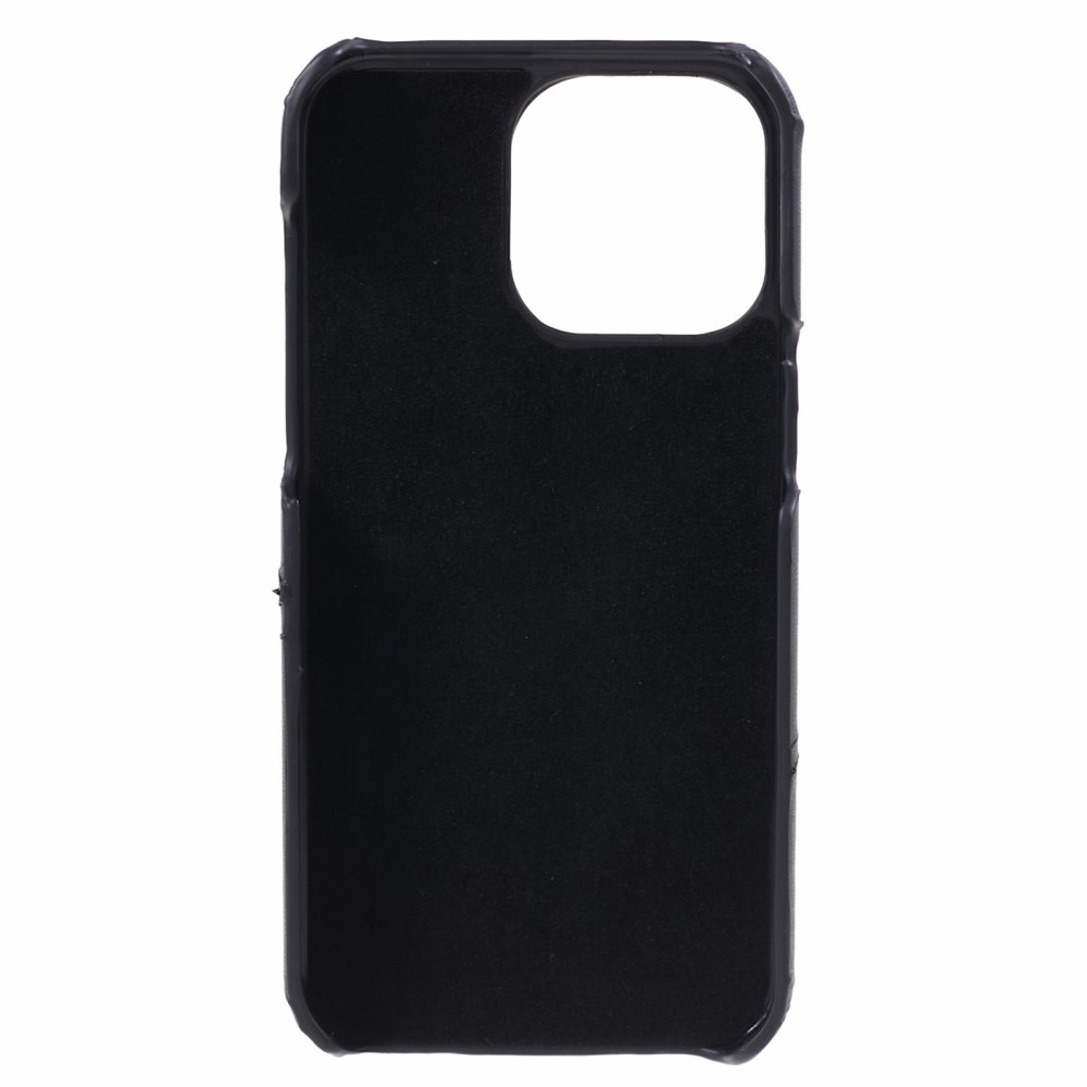 iPhone 15 Pro Leder Hülle Snap Case   Kartenfach - Schwarz