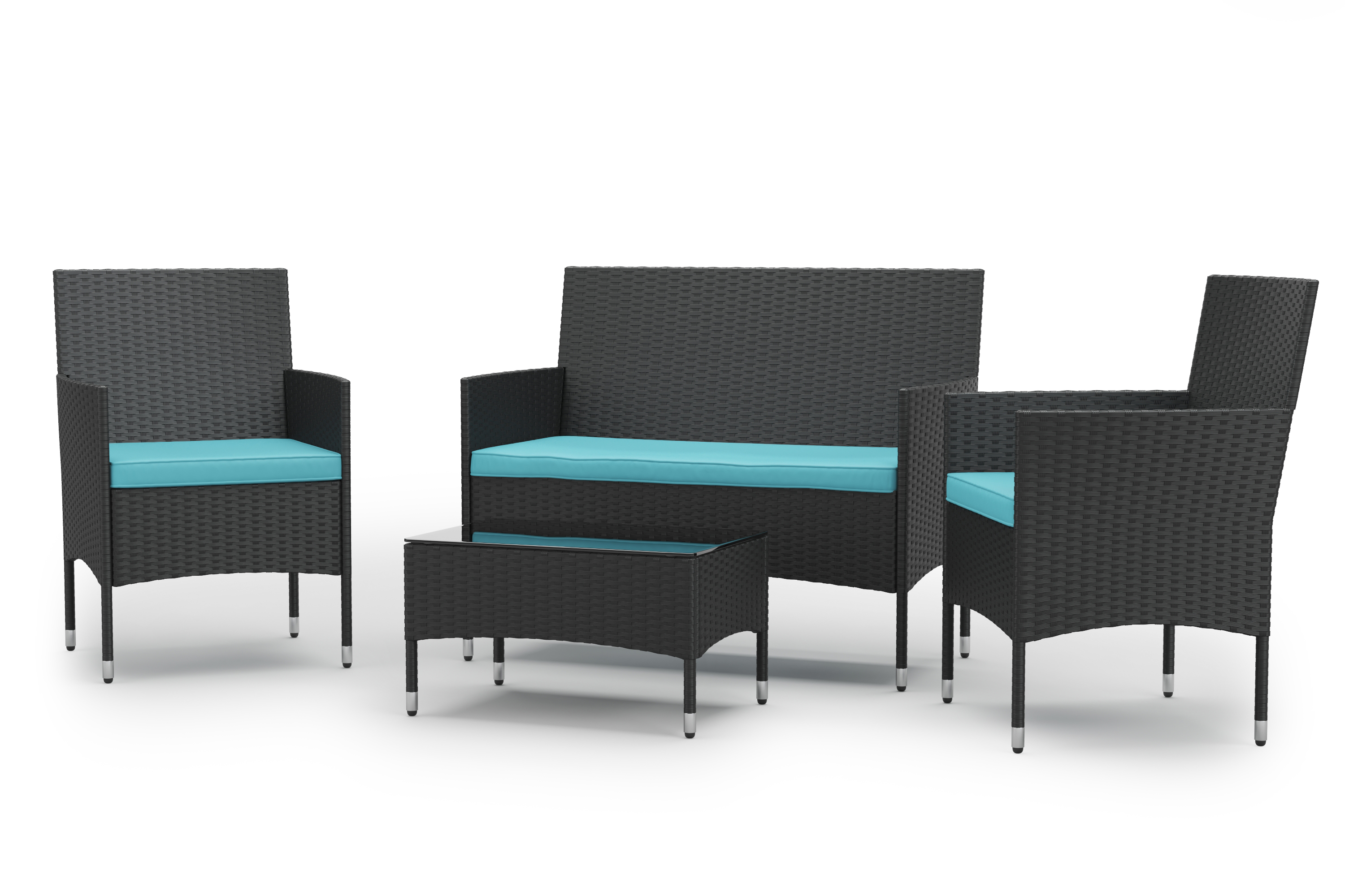 Gartenset Rattan MALIA schwarz/türkis