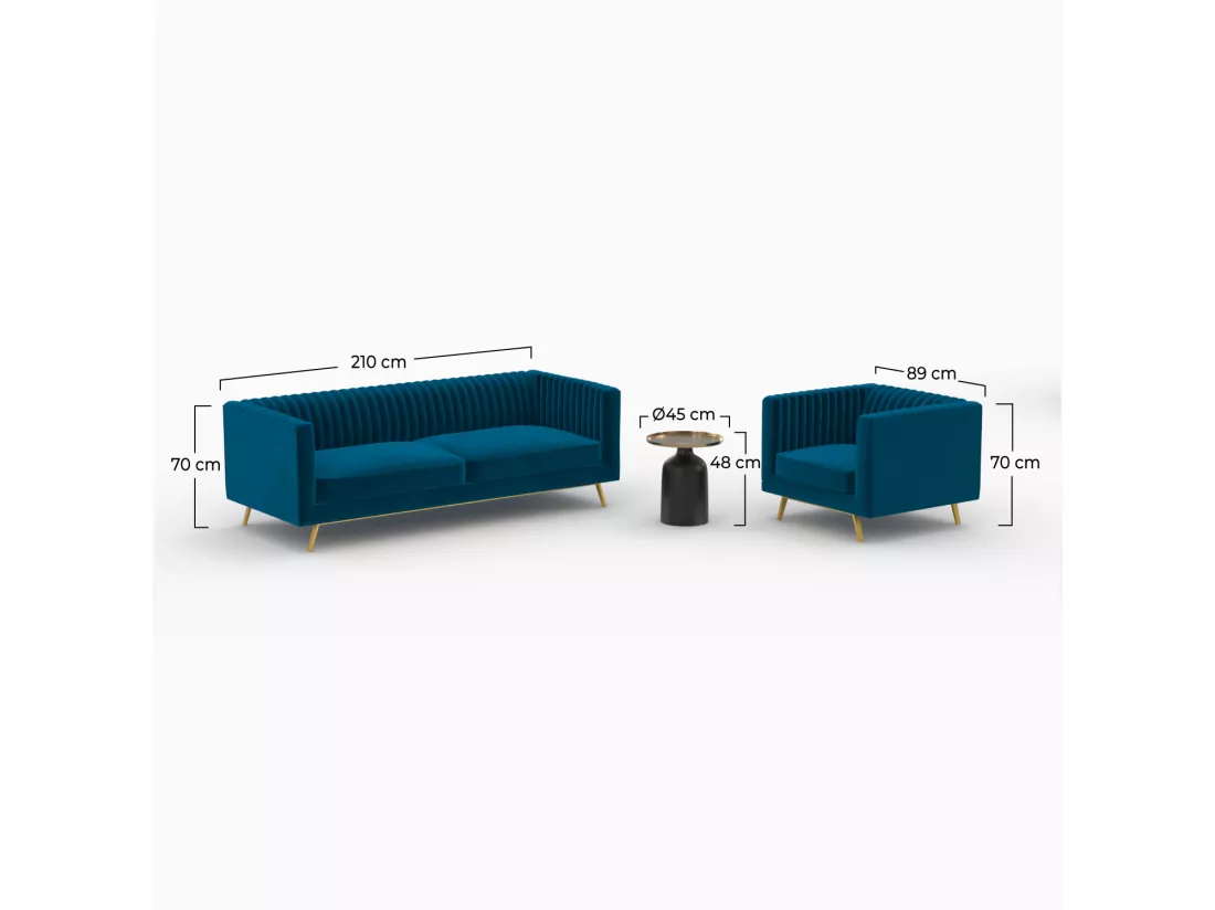 Ensemble canapé, fauteuil et table basse 4 places - Gatsby