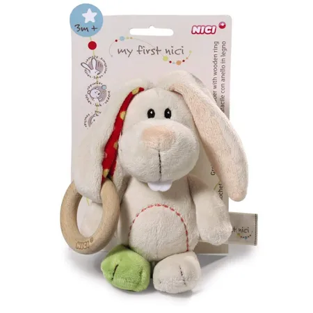 NICI My First NICI Greifling Hase Tilli mit Holzring, ca. 15cm