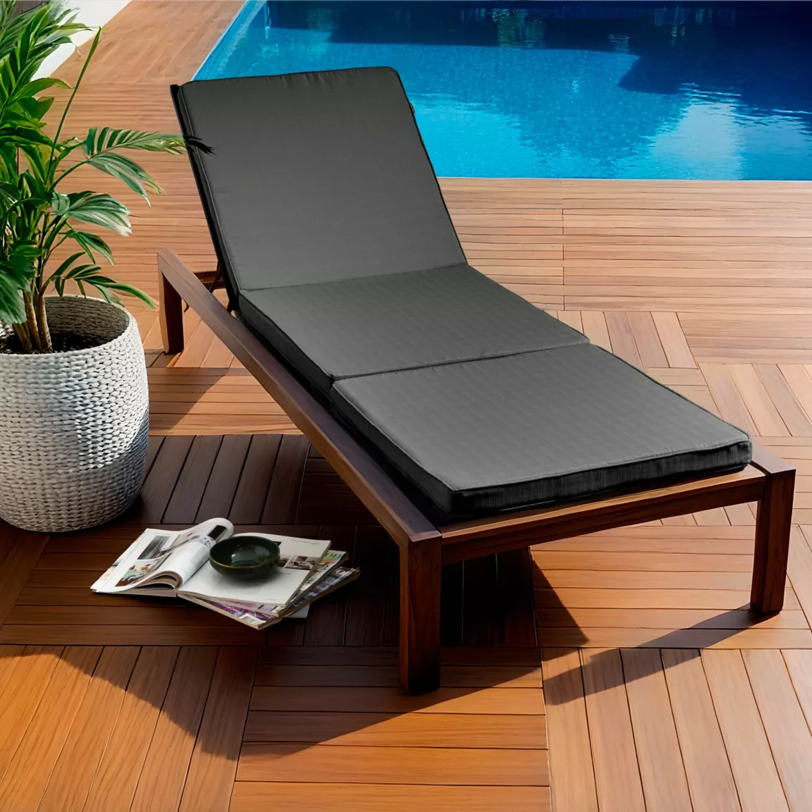 Coussin de transat déhoussable (190 x 60 cm) Sunset Gris anthracite
