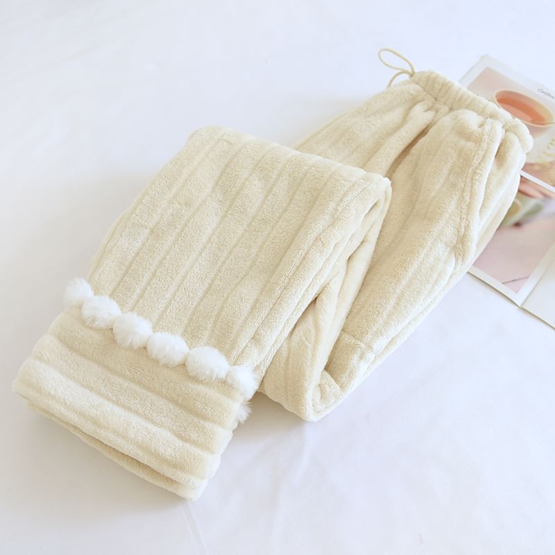 Dogini - Fleece pyjamabroek met trekkoord en pompons