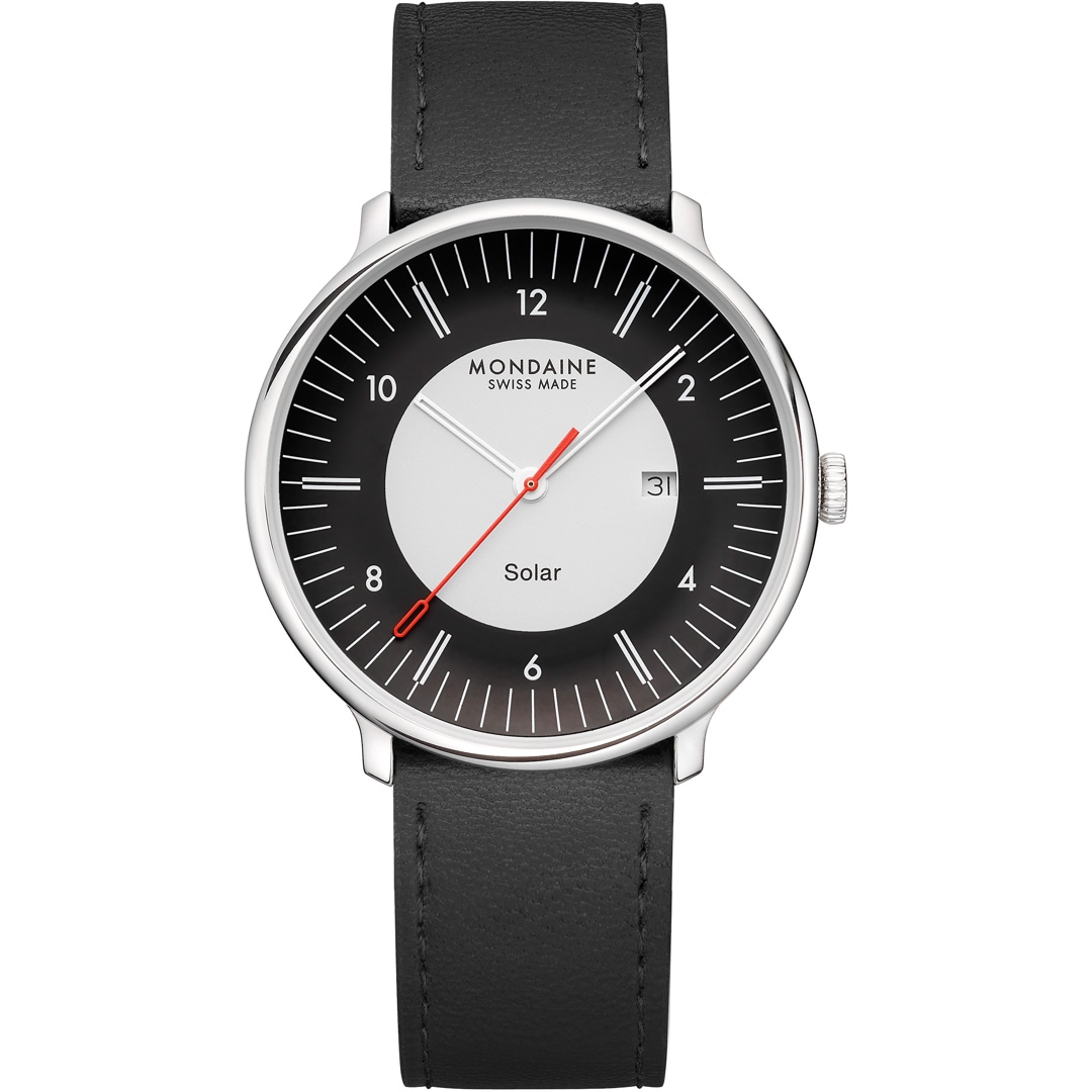 Mondaine Doppio Solar Schwarz / Weiss Ø 41