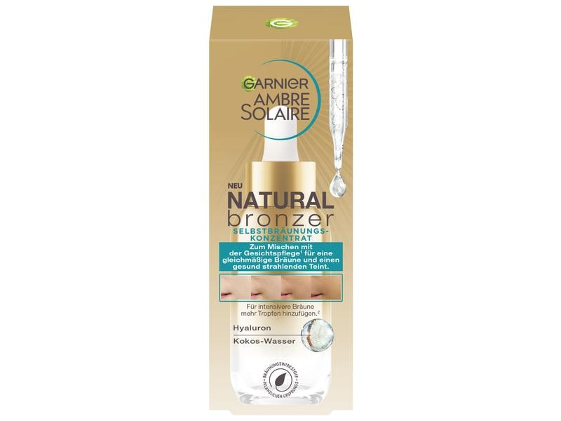 Garnier Ambre Solaire Selbstbräuner Self Tan Face Drops 30 Selbstbräunungs-Konzentrat versorgt die Haut mit Feuchtigkeit
