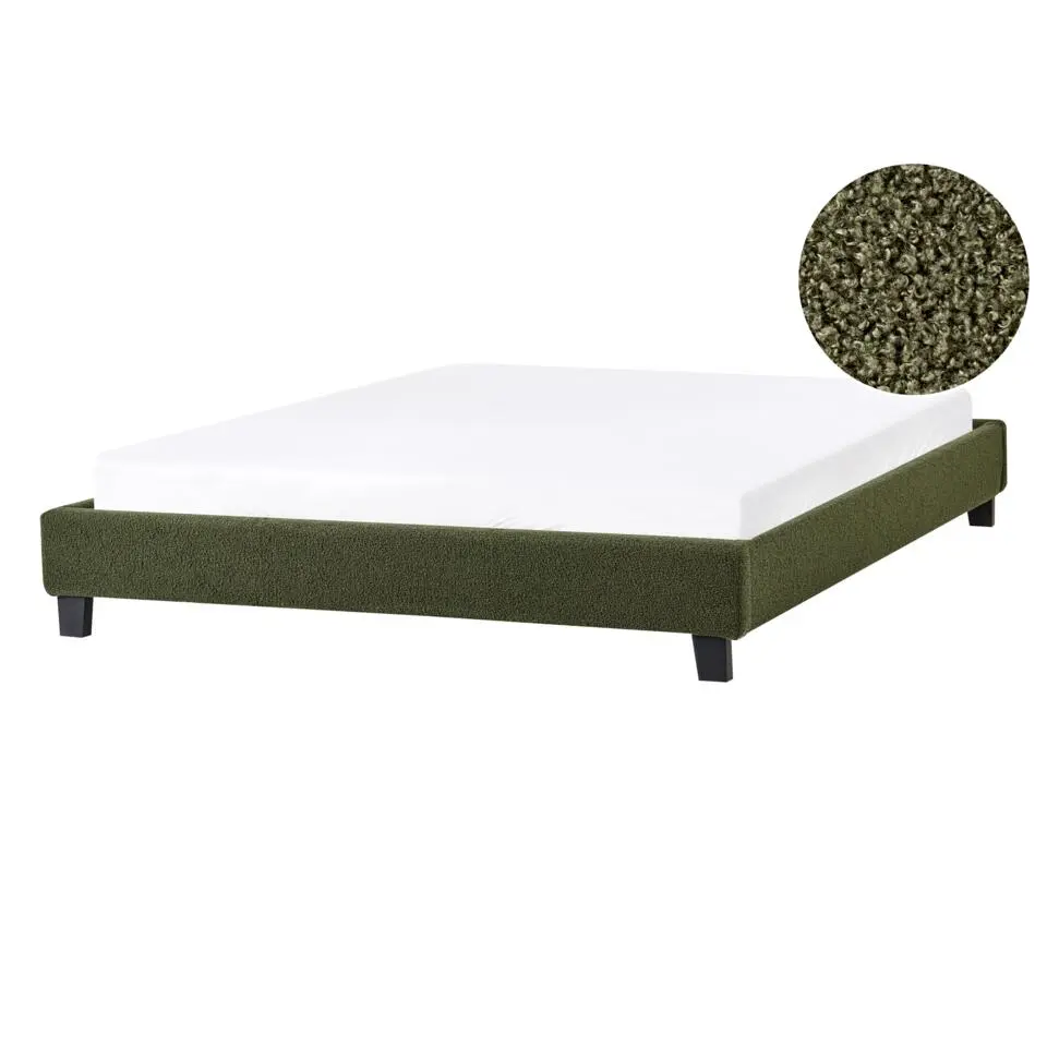 ROANNE - Tweepersoonsbed - Donkergroen - 140 x 200 cm - Bouclé