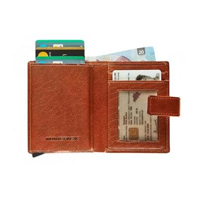 Maverick Rough Gear - Portefeuille - super compact RFID - cuir de buffle pleine fleur à tannage végétal - cognac
