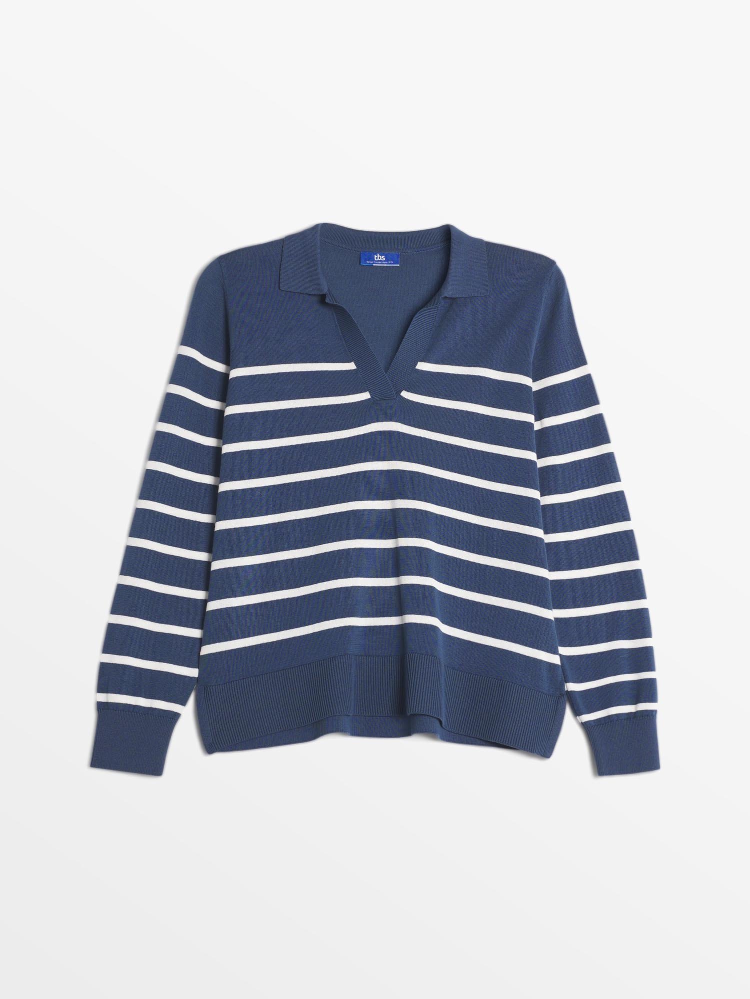Pull Femme Marinière Tricot Coton Marine
