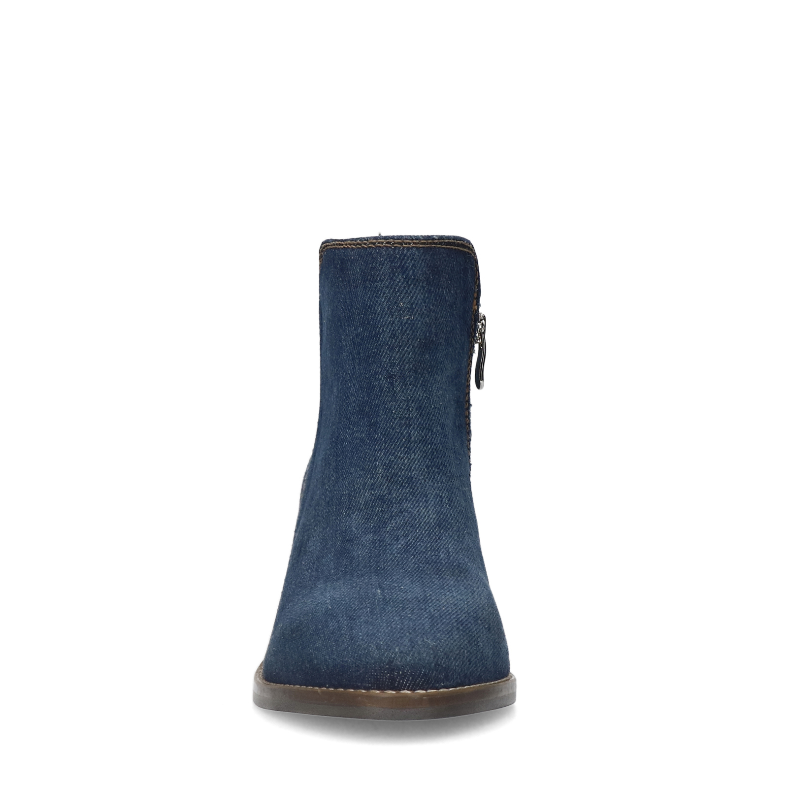 Blauwe denim enkellaarsjes met hak